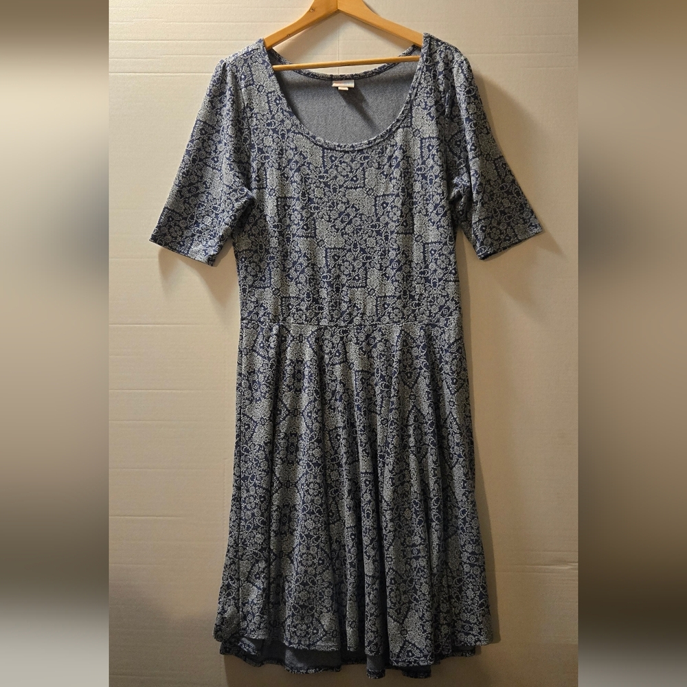 LuLaRoe Blue Patterned Dress 3XL